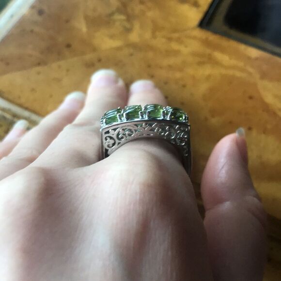 Natural Vesuvianite Idocrase Sterling Silver Ring Size 9 - Picture 3 of 7